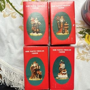 Vintage rage hand painted porcelain Santa figurines